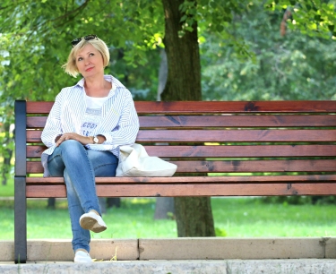 Older woman on park bench
